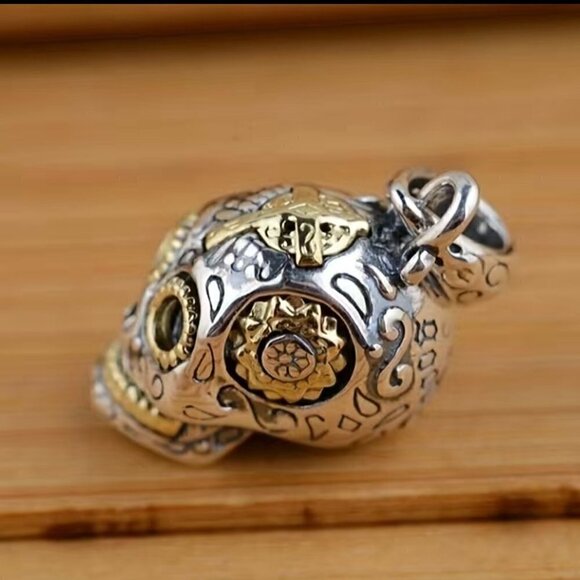 Day of the Dead Sugar Skull Cross Necklace / Pendant #863 - Picture 8 of 11